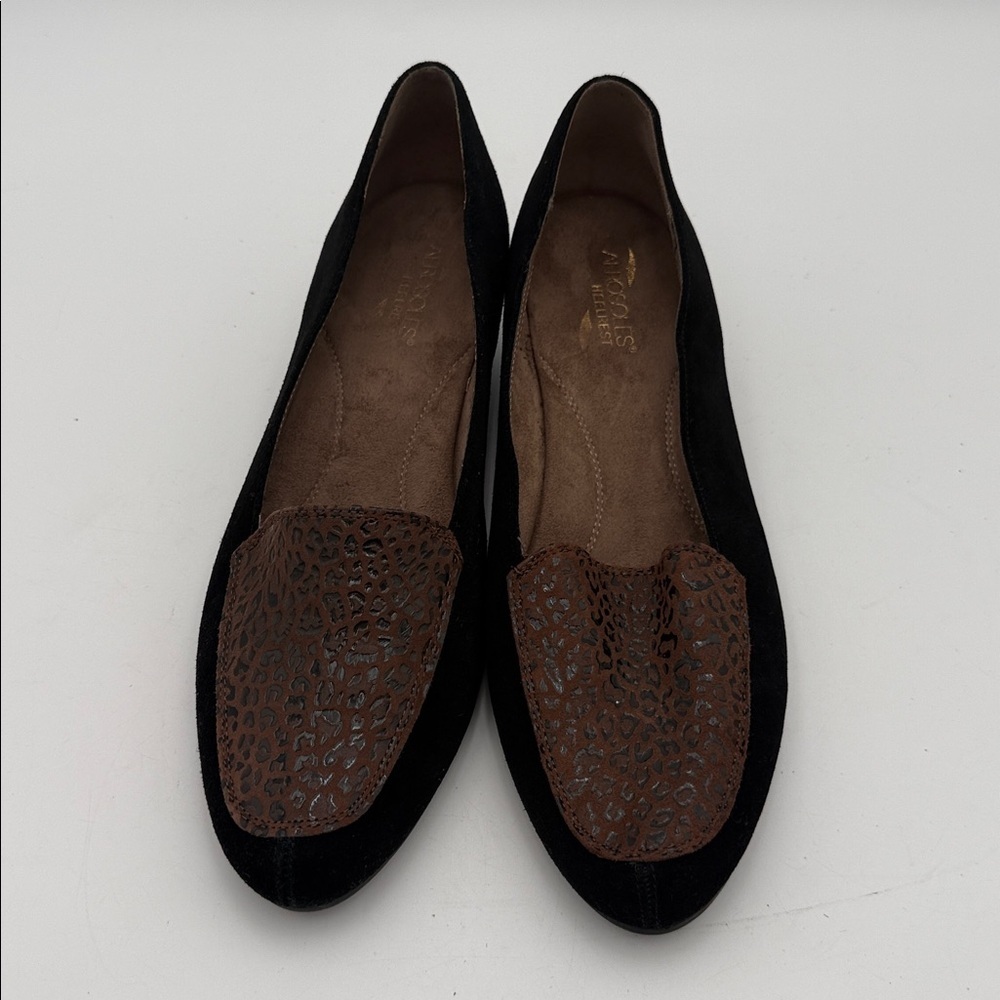 AEROSOLES Black Brown Women's wedge shoes slip on suede office casual retro 12M - Picture 3 of 12